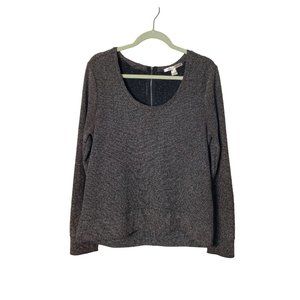 Threads 4 Thought Women Sz Large Gray Scoop Neck Cotton Blend Blouse Sweater